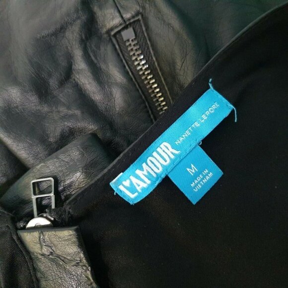 L'Amour Nanette Lepore Vegan Leather Skater Dress - Picture 6 of 8